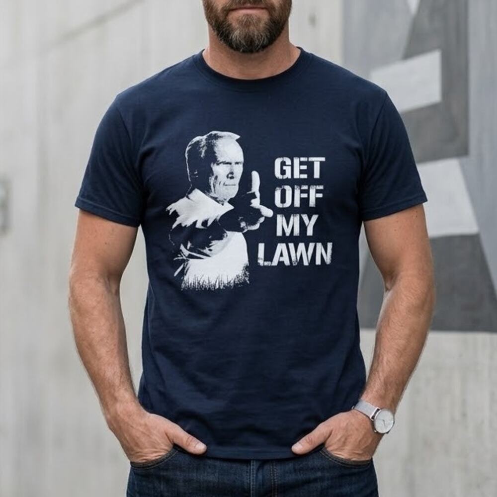 Get Off My Lawn Clint Eastwood T-Shirt American Funny Novelty Tee Mens Size L